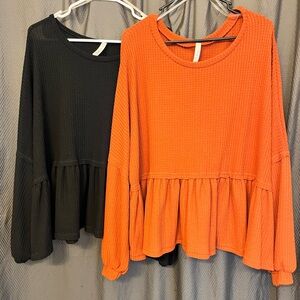 Boutique Bubble Sleeve Babydoll Knit Tops